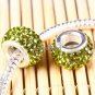 TRUE SILVER OLIVE SWAROVSKI CRYSTAL BIG HOLE CHARM BEAD