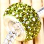 TRUE SILVER OLIVE SWAROVSKI CRYSTAL BIG HOLE CHARM BEAD