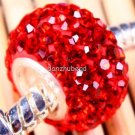 TRUE SILVER RED SWAROVSKI CRYSTAL BIG HOLE CHARM BEAD