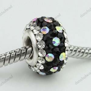 COLORFUL MIX SWAROVSKI CRYSTAL 925 SILVER EUROPEAN BEAD