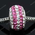 TRUE 925 SILVER ROSE SWAROVSKI CRYSTAL LINE CHARM BEAD