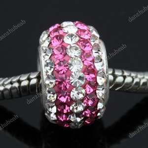 TRUE 925 SILVER ROSE SWAROVSKI CRYSTAL LINE CHARM BEAD