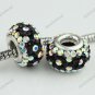 COLORFUL BLACK SWAROVSKI CRYSTAL SILVER EUROPEAN BEAD