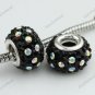 BLACK COLORFUL SWAROVSKI CRYSTAL SILVER EUROPEAN BEAD