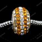 TRUE SILVER GOLDEN SWAROVSKI CRYSTAL LINE CHARM BEAD