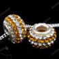 TRUE SILVER GOLDEN SWAROVSKI CRYSTAL LINE CHARM BEAD