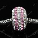 TRUE 925 SILVER PINK SWAROVSKI CRYSTAL LINE CHARM BEAD