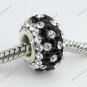 CLEAR BLACK SWAROVSKI CRYSTAL 925 SILVER EUROPEAN BEAD