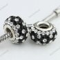 CLEAR BLACK SWAROVSKI CRYSTAL 925 SILVER EUROPEAN BEAD