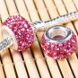 TRUE SILVER ROSE SWAROVSKI CRYSTAL BIG HOLE CHARM BEAD