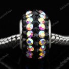 TRUE SILVER COLORFUL SWAROVSKI CRYSTAL LINE CHARM BEAD