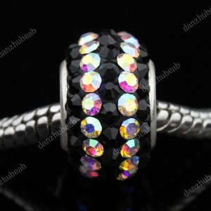 TRUE SILVER COLORFUL SWAROVSKI CRYSTAL LINE CHARM BEAD
