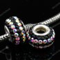TRUE SILVER COLORFUL SWAROVSKI CRYSTAL LINE CHARM BEAD