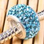 TRUE SILVER OCEAN BLUE SWAROVSKI CRYSTAL BIG HOLE BEAD