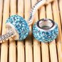 TRUE SILVER OCEAN BLUE SWAROVSKI CRYSTAL BIG HOLE BEAD