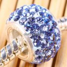 TRUE SILVER LIGHT BLUE SWAROVSKI CRYSTAL BIG HOLE BEAD