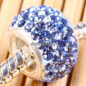 TRUE SILVER LIGHT BLUE SWAROVSKI CRYSTAL BIG HOLE BEAD
