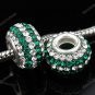925 SILVER DEEP GREEN SWAROVSKI CRYSTAL LINE CHARM BEAD