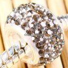 TRUE SILVER GRAY SWAROVSKI CRYSTAL BIG HOLE CHARM BEAD