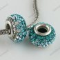 CLEAR TURQUOISE SWAROVSKI CRYSTAL SILVER EUROPEAN BEAD