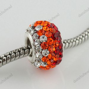 CLEAR RED SWAROVSKI CRYSTAL 925 SILVER EUROPEAN BEAD