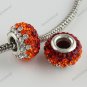 CLEAR RED SWAROVSKI CRYSTAL 925 SILVER EUROPEAN BEAD