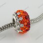 CLEAR RED SWAROVSKI CRYSTAL 925 SILVER EUROPEAN BEAD