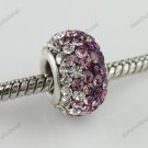 CLEAR PURPLE SWAROVSKI CRYSTAL 925 SILVER EUROPEAN BEAD
