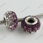 CLEAR PURPLE SWAROVSKI CRYSTAL 925 SILVER EUROPEAN BEAD