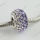 CLEAR VOILET SWAROVSKI CRYSTAL 925 SILVER EUROPEAN BEAD