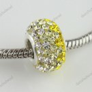 CLEAR YELLOW SWAROVSKI CRYSTAL 925 SILVER EUROPEAN BEAD