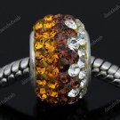 CLEAR COFFEE SWAROVSKI CRYSTAL 925 SILVER EUROPEAN BEAD
