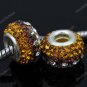 CLEAR COFFEE SWAROVSKI CRYSTAL 925 SILVER EUROPEAN BEAD