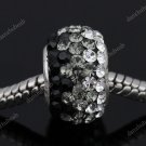 CLEAR GRAY SWAROVSKI CRYSTAL 925 SILVER EUROPEAN BEAD