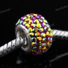 RED AB SWAROVSKI CRYSTAL 925 SILVER BIG HOLE CHARM BEAD