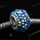 DEEP BLUE AB SWAROVSKI CRYSTAL 925 SILVER BIG HOLE BEAD