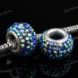 DEEP BLUE AB SWAROVSKI CRYSTAL 925 SILVER BIG HOLE BEAD