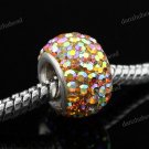 GOLDEN AB SWAROVSKI CRYSTAL 925 SILVER BIG HOLE BEAD