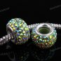 LIGHT GREEN AB SWAROVSKI CRYSTAL SILVER BIG HOLE BEAD
