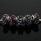 50X MULTICOLOR  CRYSTAL RESIN EUROPEAN BIG HOLE CHARM BEADS FINDINGS WHOLESALE