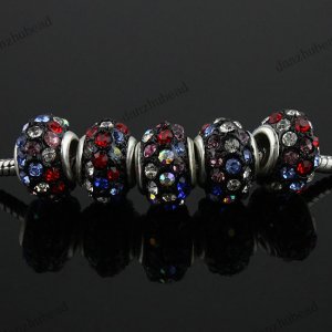 50X MULTICOLOR  CRYSTAL RESIN EUROPEAN BIG HOLE CHARM BEADS FINDINGS WHOLESALE