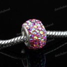 PINK AB SWAROVSKI CRYSTAL 925 SILVER BIG HOLE BEAD