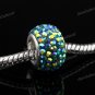 DEEP GREEN AB SWAROVSKI CRYSTAL SILVER BIG HOLE BEAD
