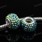 DEEP GREEN AB SWAROVSKI CRYSTAL SILVER BIG HOLE BEAD