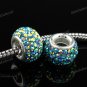 ROYAL BLUE AB SWAROVSKI CRYSTAL SILVER BIG HOLE BEAD