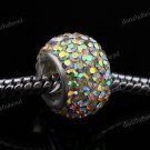 LIGHT YELLOW AB SWAROVSKI CRYSTAL SILVER BIG HOLE BEAD