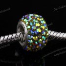 OLIVE AB SWAROVSKI CRYSTAL 925 SILVER BIG HOLE BEAD