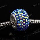 SAPPHIRE AB SWAROVSKI CRYSTAL 925 SILVER BIG HOLE BEAD