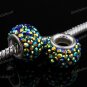 BLACK AB SWAROVSKI CRYSTAL 925 SILVER BIG HOLE BEAD