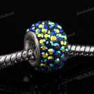 MIDNIGHTBLUE AB SWAROVSKI CRYSTAL SILVER BIG HOLE BEAD